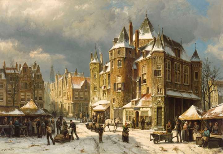 The Nieuwmarkt in Amsterdam in winter